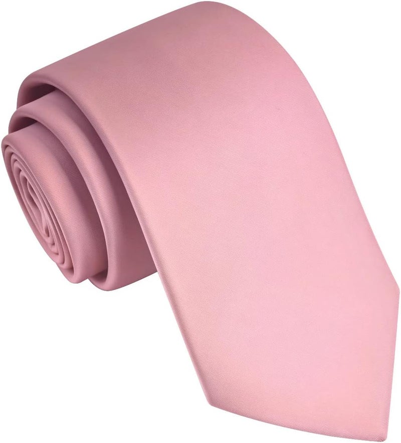 Branduce 3.15"（8cm） Mens Solid Satin Tie Pure Color Necktie + Gift Box - Image 1